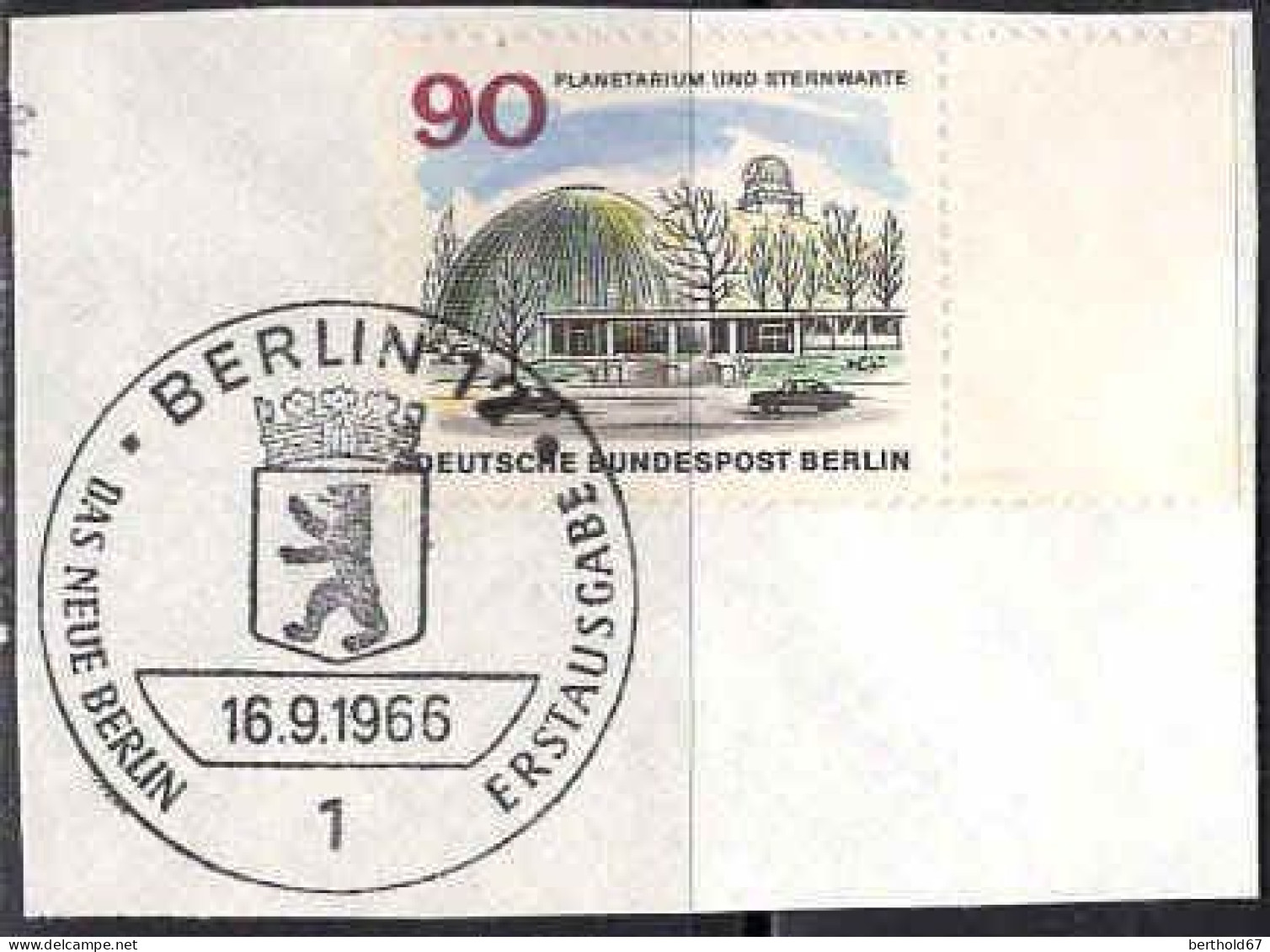 Berlin Poste Obl Yv:239 Mi:263 Planetarium Und Sternwarte (TB Cachet à Date) Sur Fragment - Oblitérés