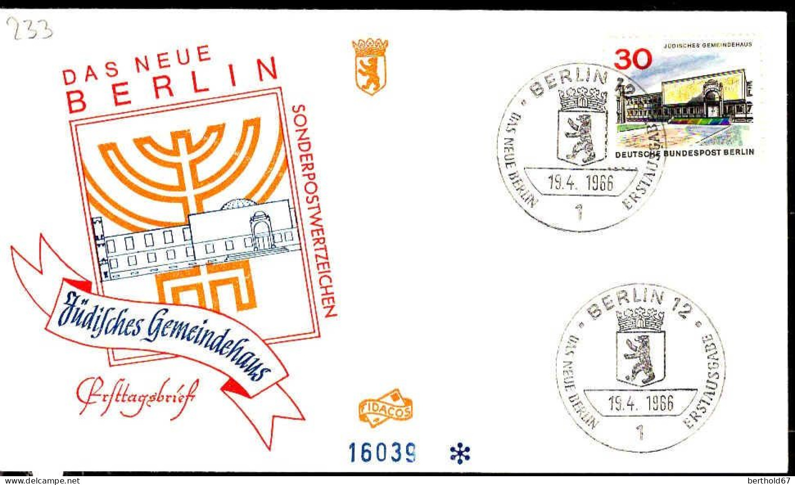 Berlin Poste Obl Yv:233 Mi:257 Jüdisches Gemeindehaus (TB Cachet à Date) Fdc Berlin 19-6-44 - Otros & Sin Clasificación