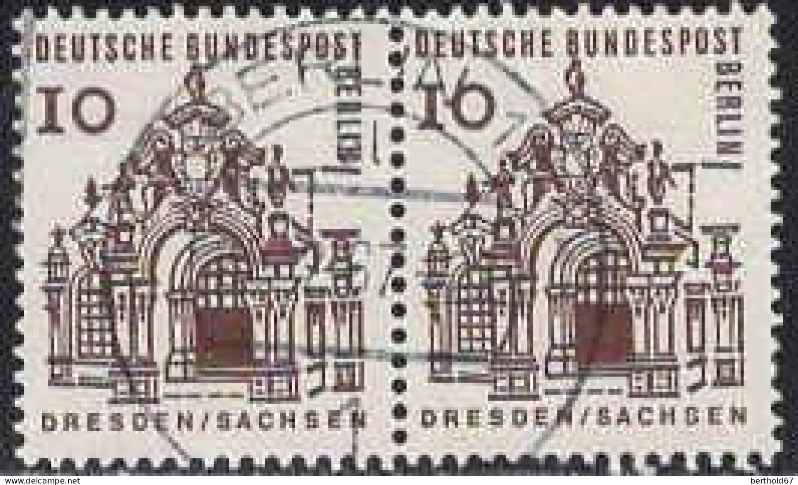Berlin Poste Obl Yv:219 Mi:242 Pavillon Des Remparts Dresden Paire (TB Cachet Rond) - Used Stamps