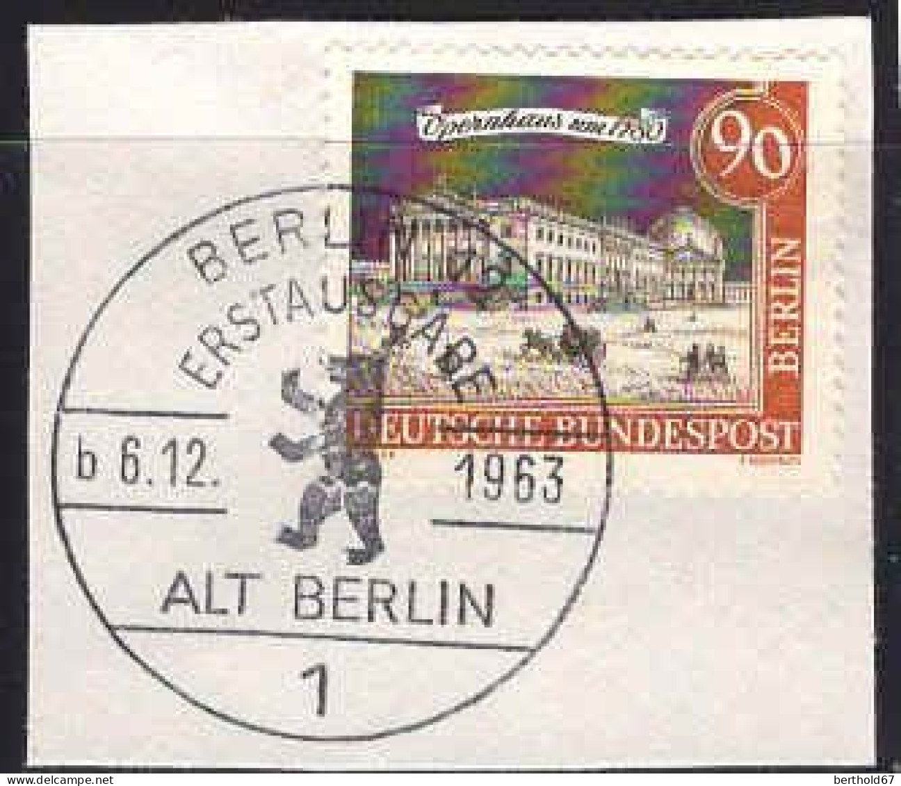 Berlin Poste Obl Yv:206 Mi:228 Opernhaus Um 1780 Fdc Sur Fragment (TB Cachet à Date) 6-12-63 - Other & Unclassified