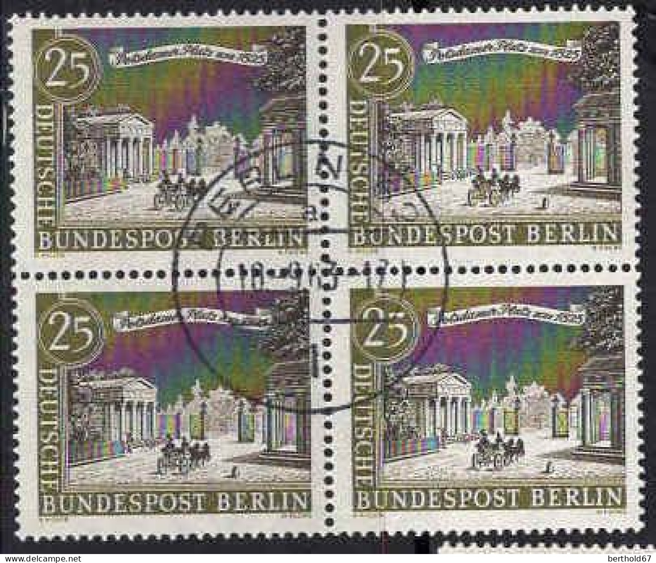 Berlin Poste Obl Yv:200 Mi:222 Potsdamer Platz Um 1825 (TB Cachet Rond) Bloc De 4 - Used Stamps