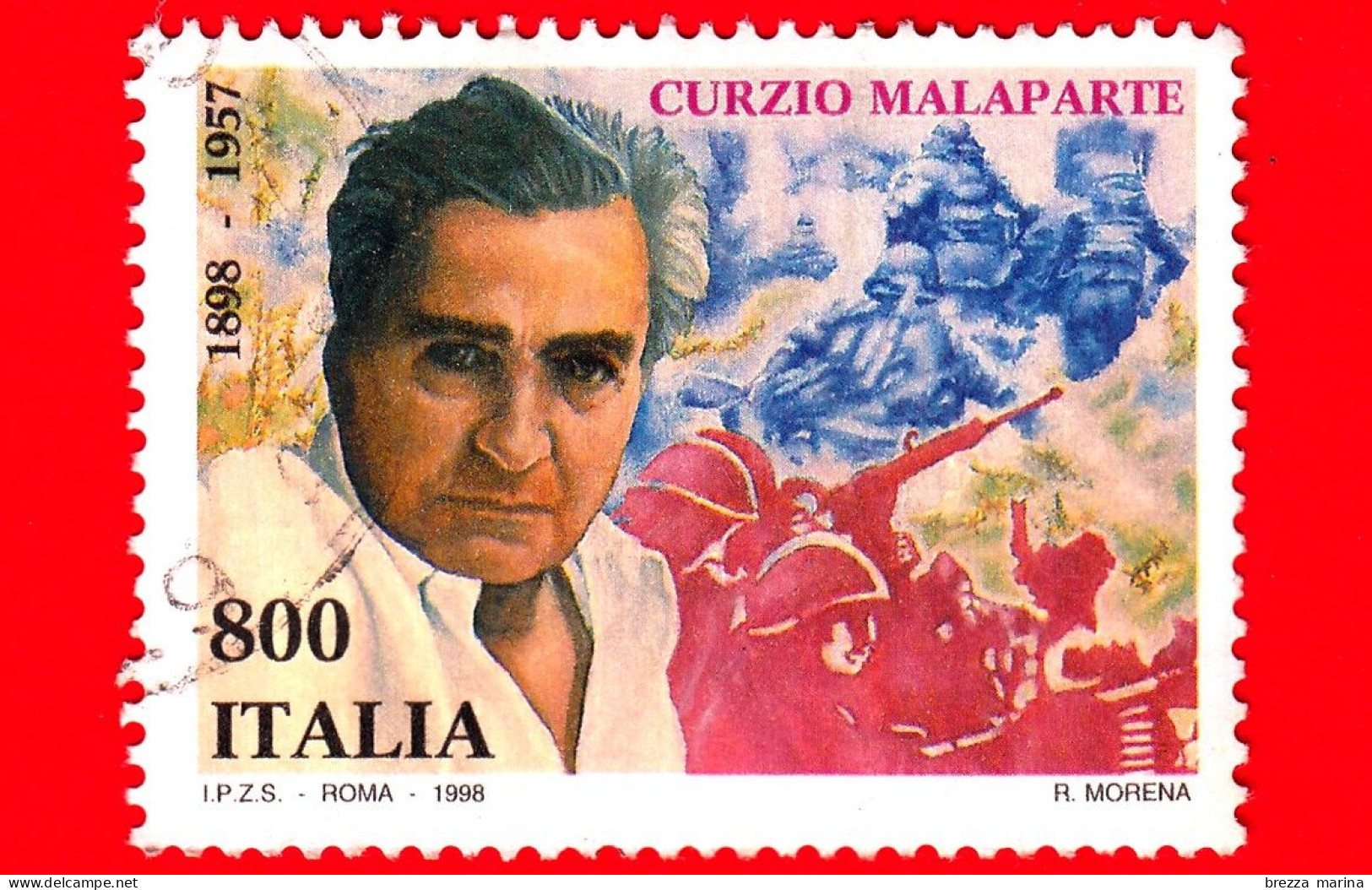 ITALIA - Usato - 1998 - 100 Anni Della Nascita Di Curzio Malaparte, Scrittore - 800 - 1991-00: Gebraucht