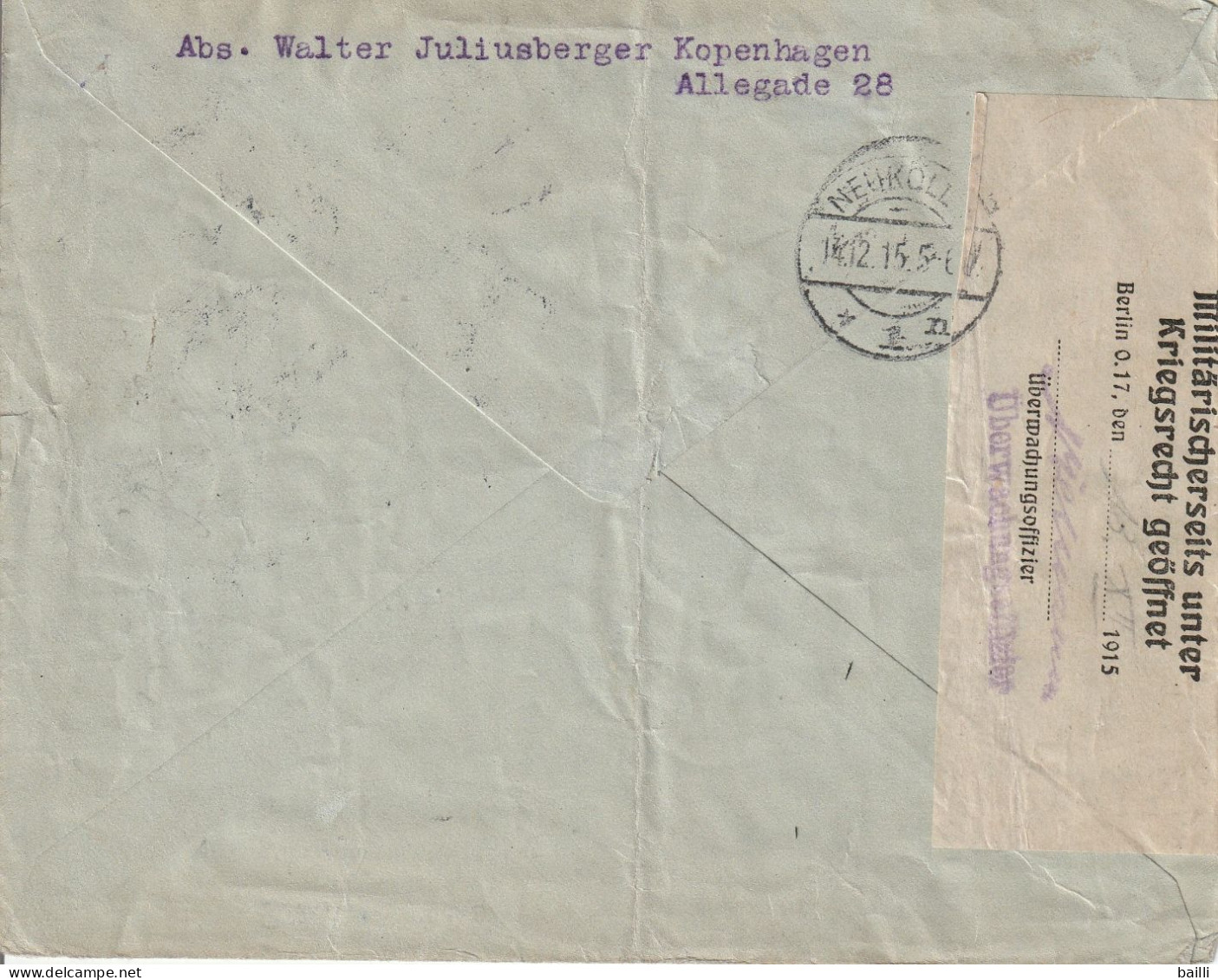 Danemark Lettre Recommandée Censurée Pour L'Allemagne 1915 - Storia Postale