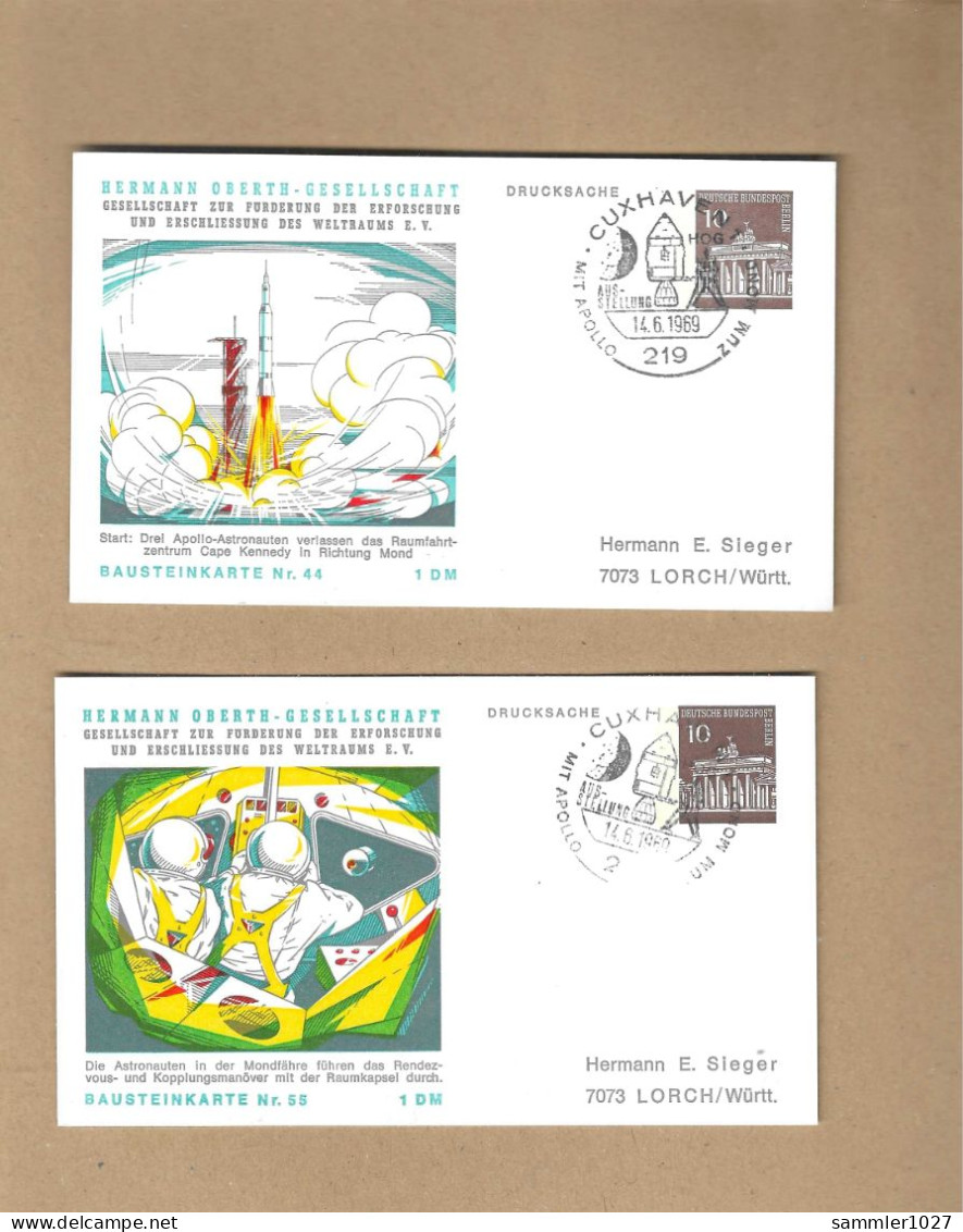 Los Vom 09.04 -  Vier Privatganzsachen Bund  1969  Apollo - Cartes Postales Privées - Oblitérées