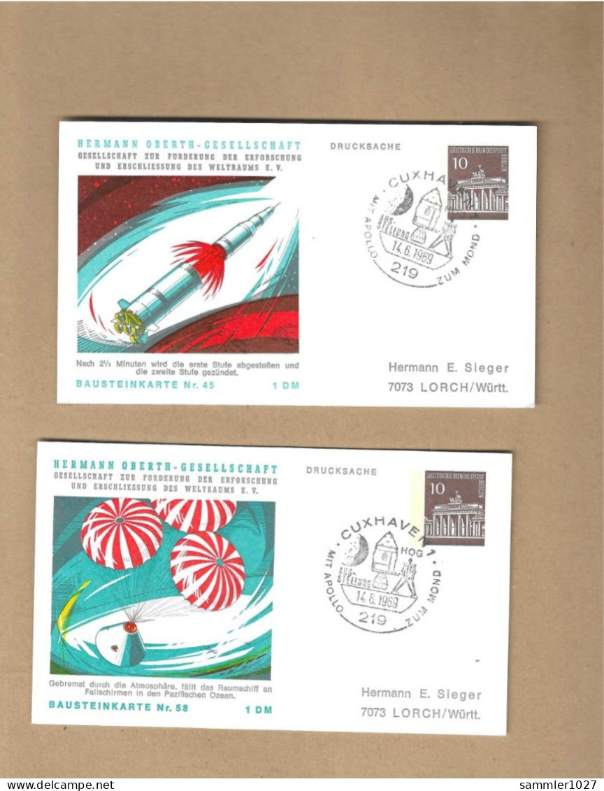 Los Vom 09.04 -  Vier Privatganzsachen Bund  1969  Apollo - Postales Privados - Usados