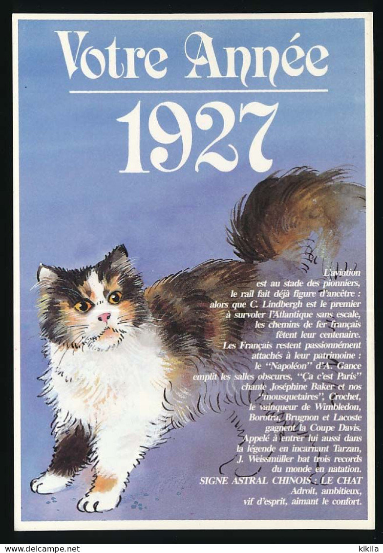 CPSM / CPM 10.5 X 15 Votre Année 1927 Signe Astral Chinois LE CHAT Avec Divers événements Intervenus Cette Année Là - Astrología