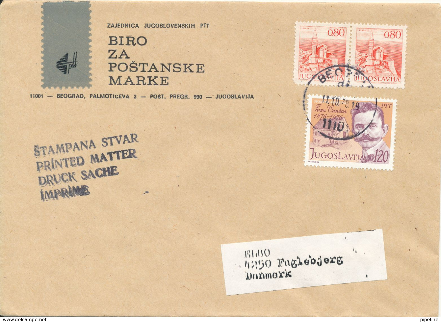 Yugoslavia Cover Sent To Denmark Beograd 11-10-1978 Topic Stamps - Lettres & Documents