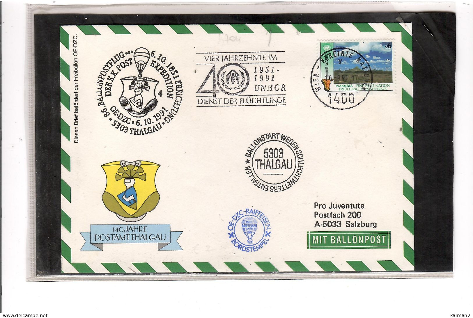 TEM20455 -  THALGAU 6.10.1991  /  86. BALLONPOSTFLUG -  NETTO KATALOG NR. 86a   - BALLON "  OE-DZC  " - Airships