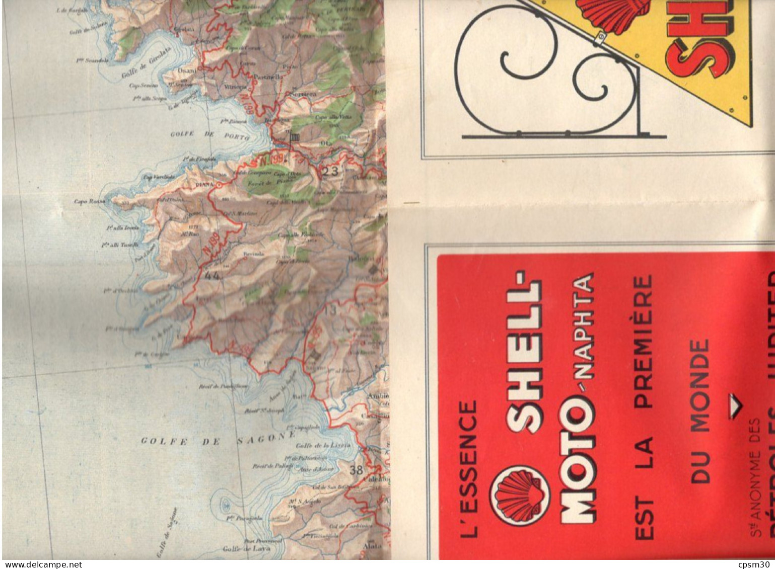 Carte Routière,CORSE Par Le Service Géographique De L'Armée, Offert Par Shell, 1/200.000 Tirage 1929 - Wegenkaarten