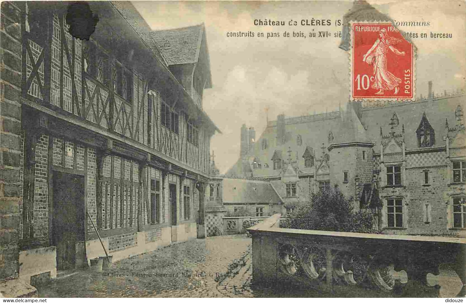 76 - Clères - Le Château - Correspondance - CPA - Oblitération Ronde De 1913 - Voir Scans Recto-Verso - Clères