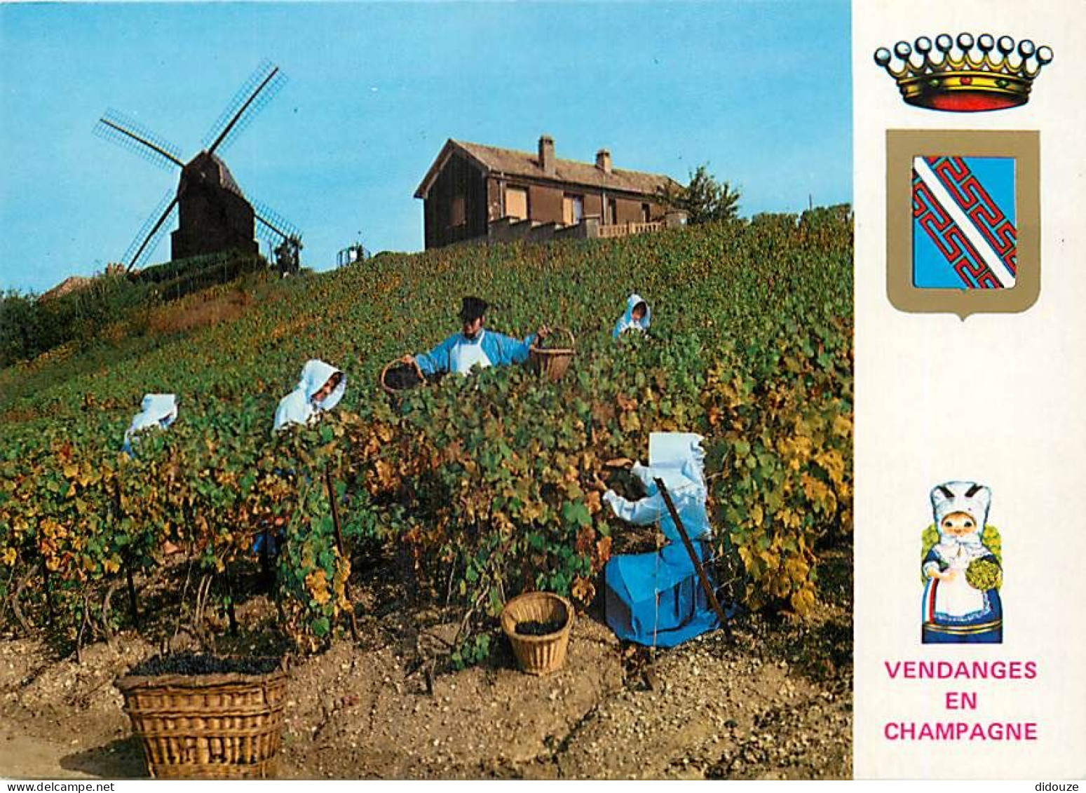 Vignes - Scènes De Vendanges - Les Vendanges En Champagne - Le Moulin à Vent De Verzenay - Blasons - CPM - Flamme Posale - Weinberge