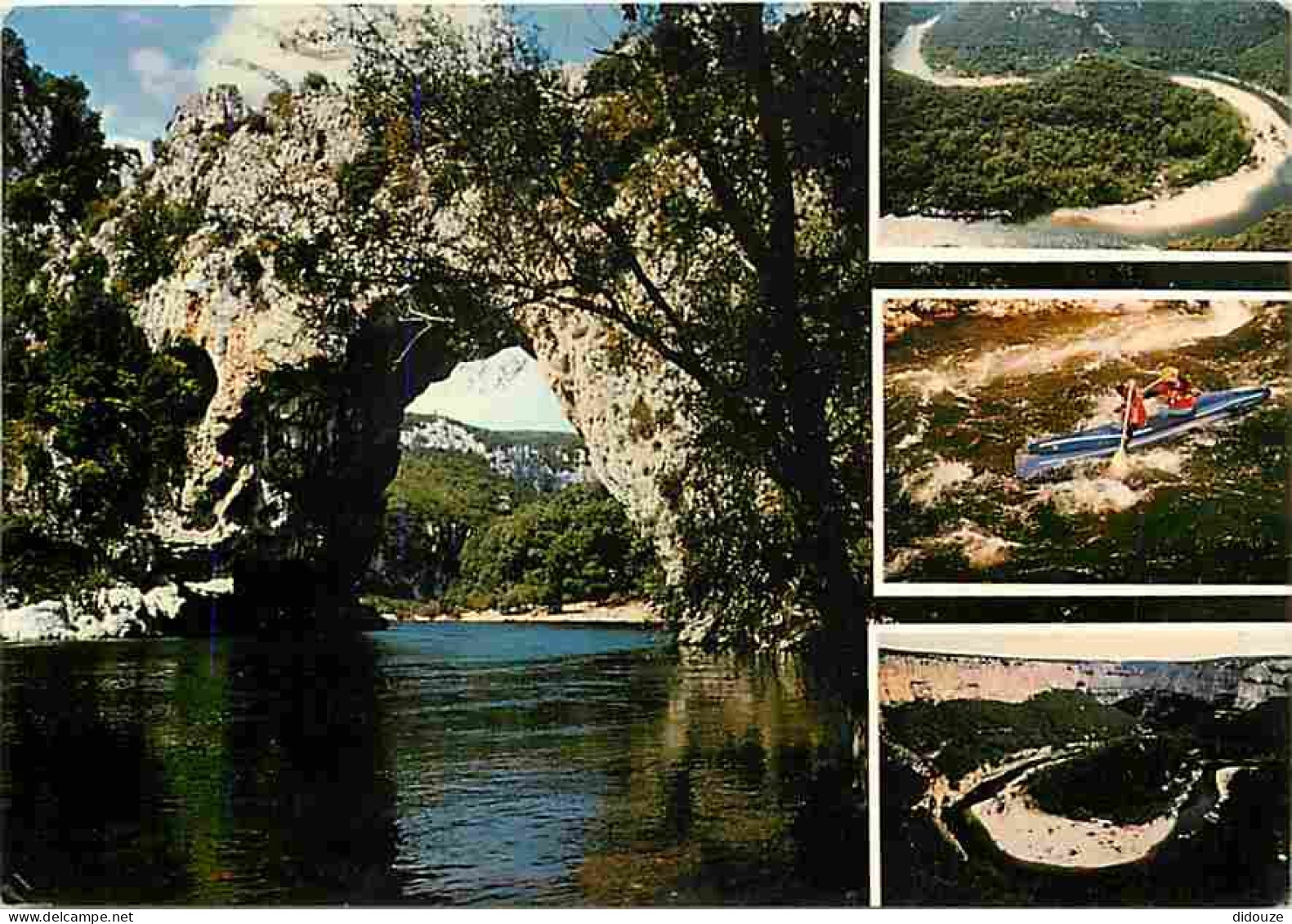 07 - Ardèche - Gorges De L'Ardèche - Le Pont D'Arc - Multivues - Canoë Kayak - Etat Léger Pli Visible - CPM - Voir Scans - Vallon Pont D'Arc