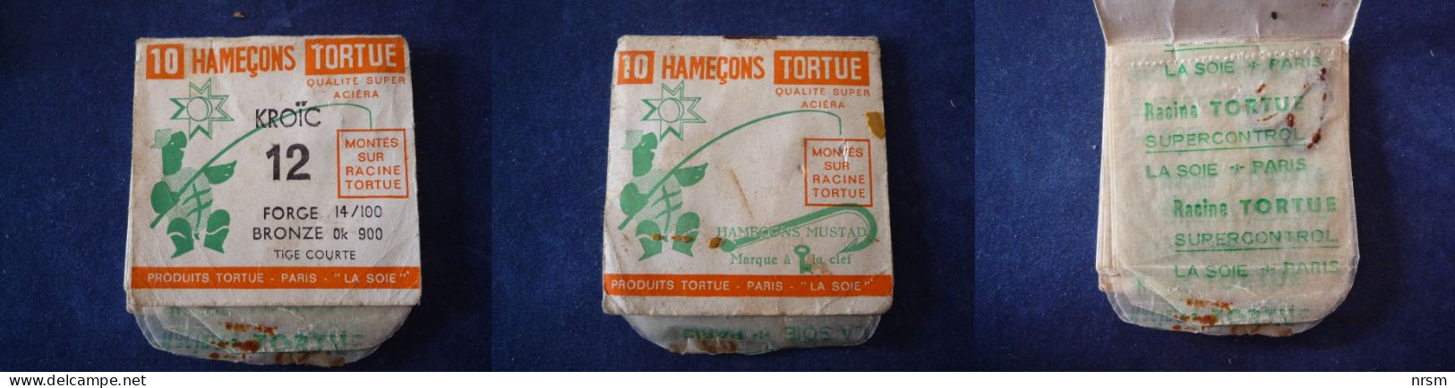 Matériel De Pêche / Collection Thème Pêche / Anciens Sachets D'hameçons N° 12 / Marque : Tortue - Mustad - Fishing