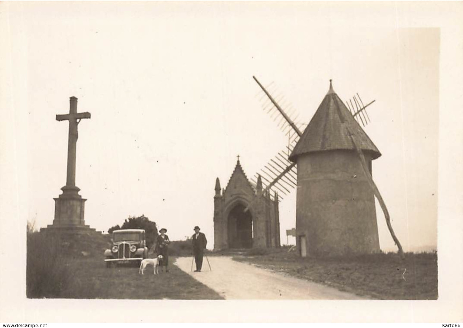 Les Herbiers , Le Mont De Alouettes * Moulin à Vent Molen Calvaire Automobile Ancienne * Photo Ancienne 9x6.5cm - Les Herbiers