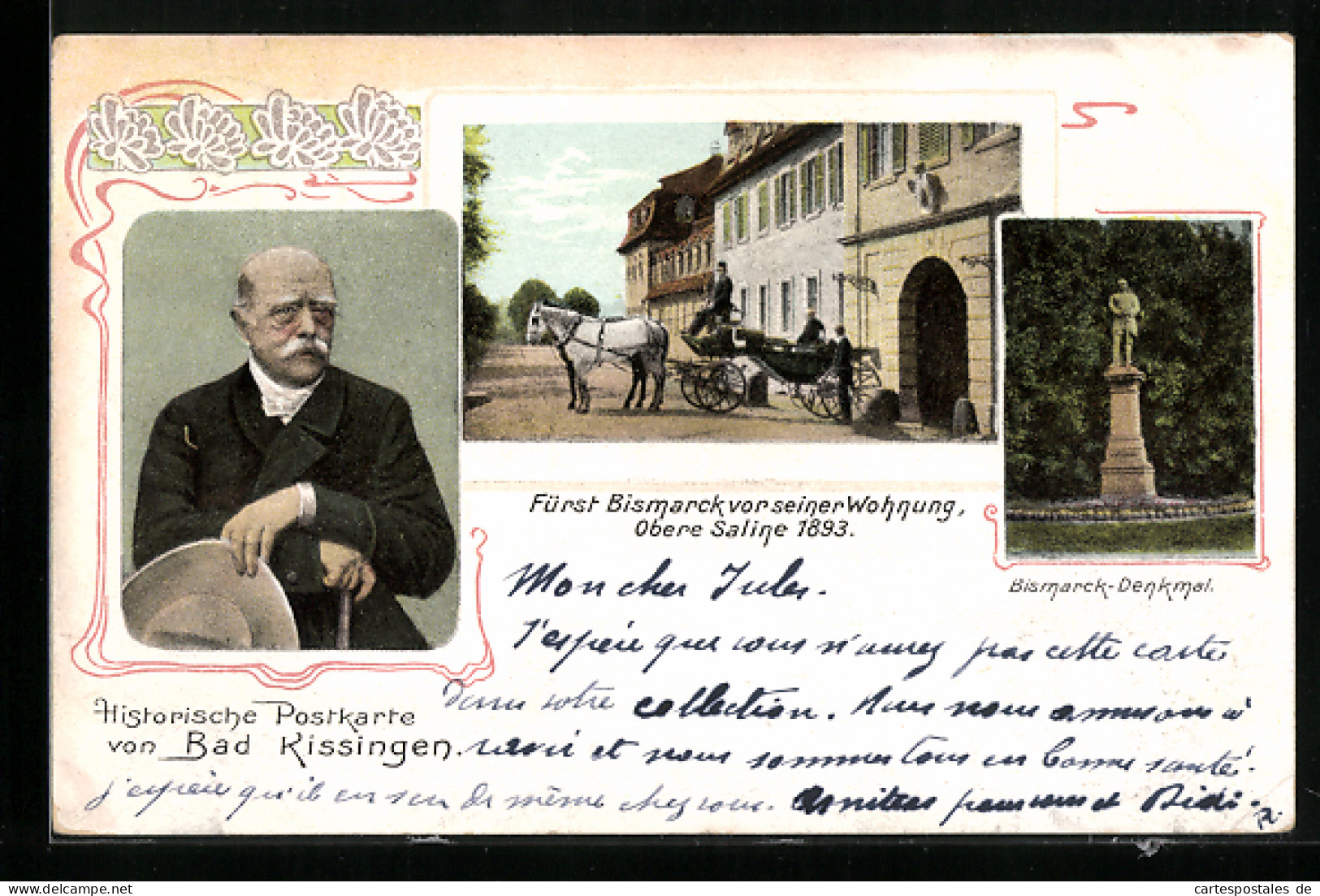 AK Bad Kissingen, Fürst Bismarck Vor Seiner Wohnung, Obere Saline 1893, Bismarck-Denkmal, Portrait  - Historische Persönlichkeiten