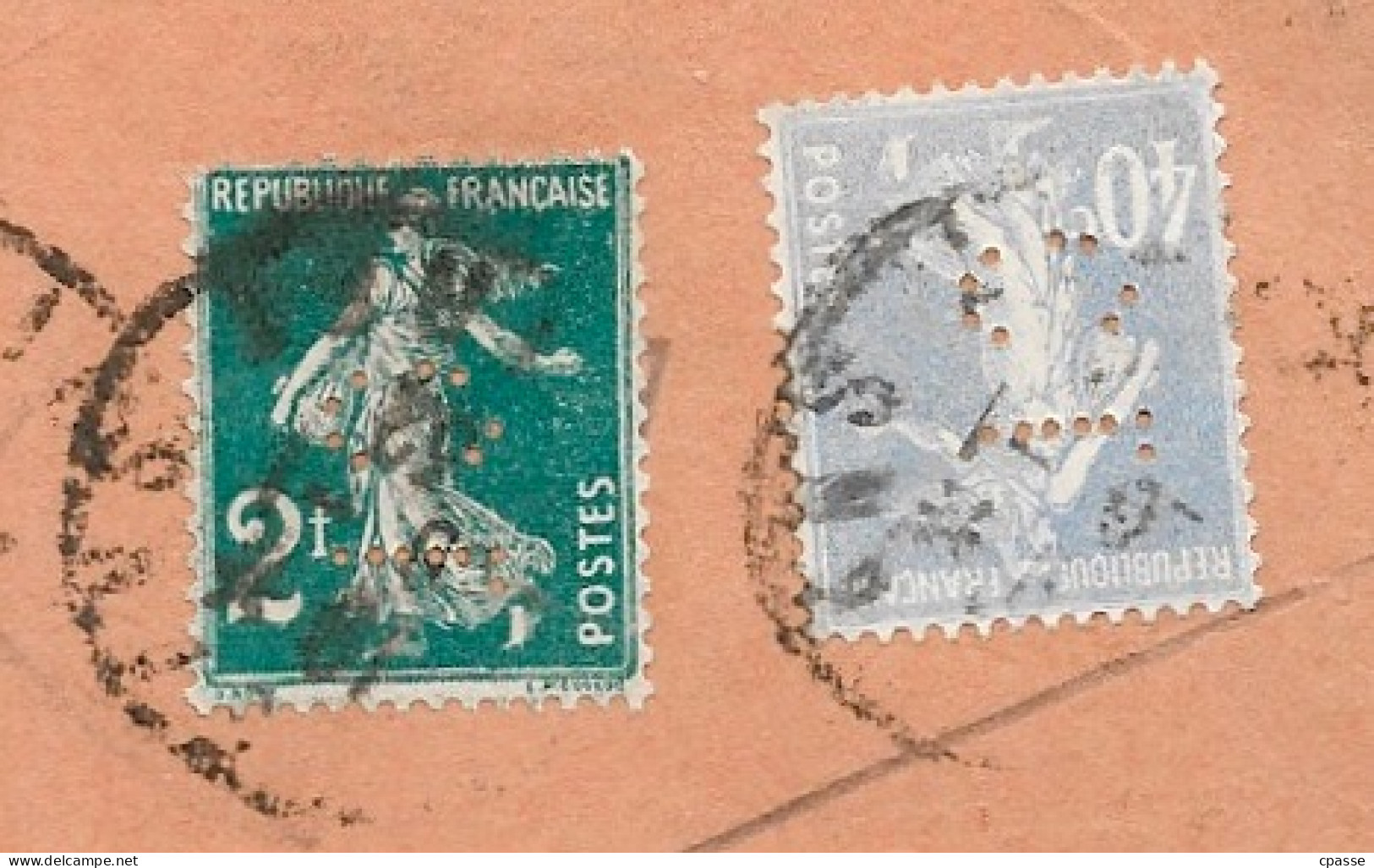 (Lot De 3) Perforés Type Semeuse Sur Fragment Lettre CREDIT LYONNAIS D'Orléans - Briefe U. Dokumente