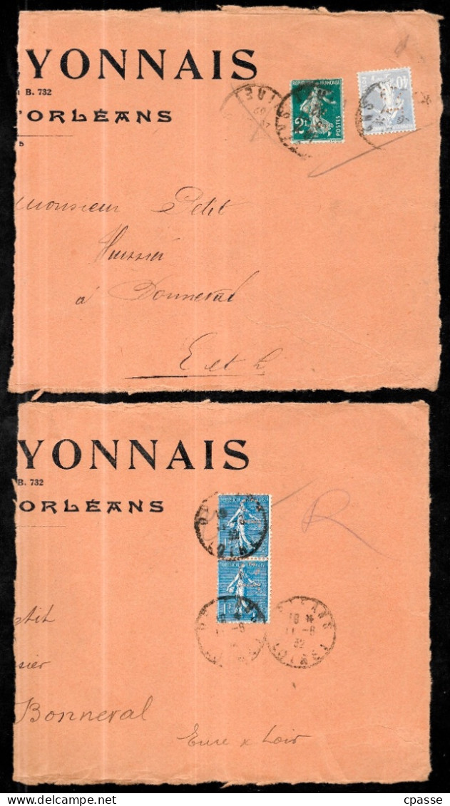 (Lot de 3) Perforés Type Semeuse sur fragment Lettre CREDIT LYONNAIS d'Orléans