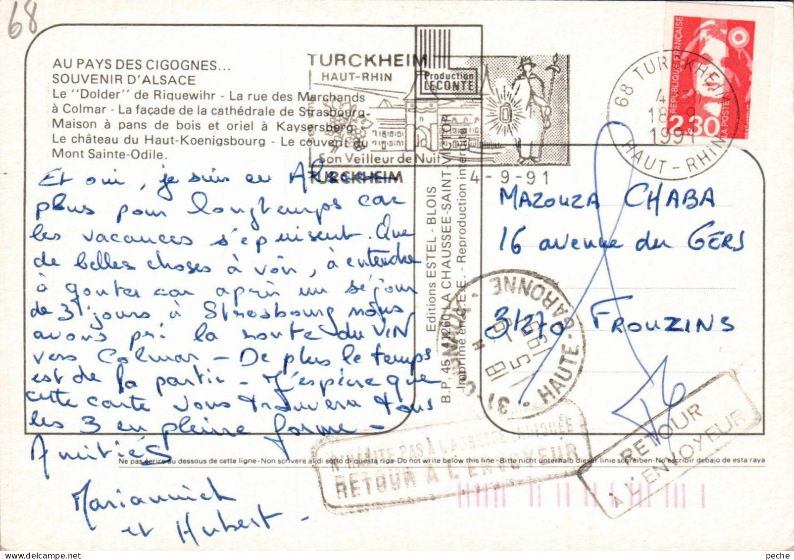 N°484 Z -cpsm Souvenir D'Alsace - Souvenir De...