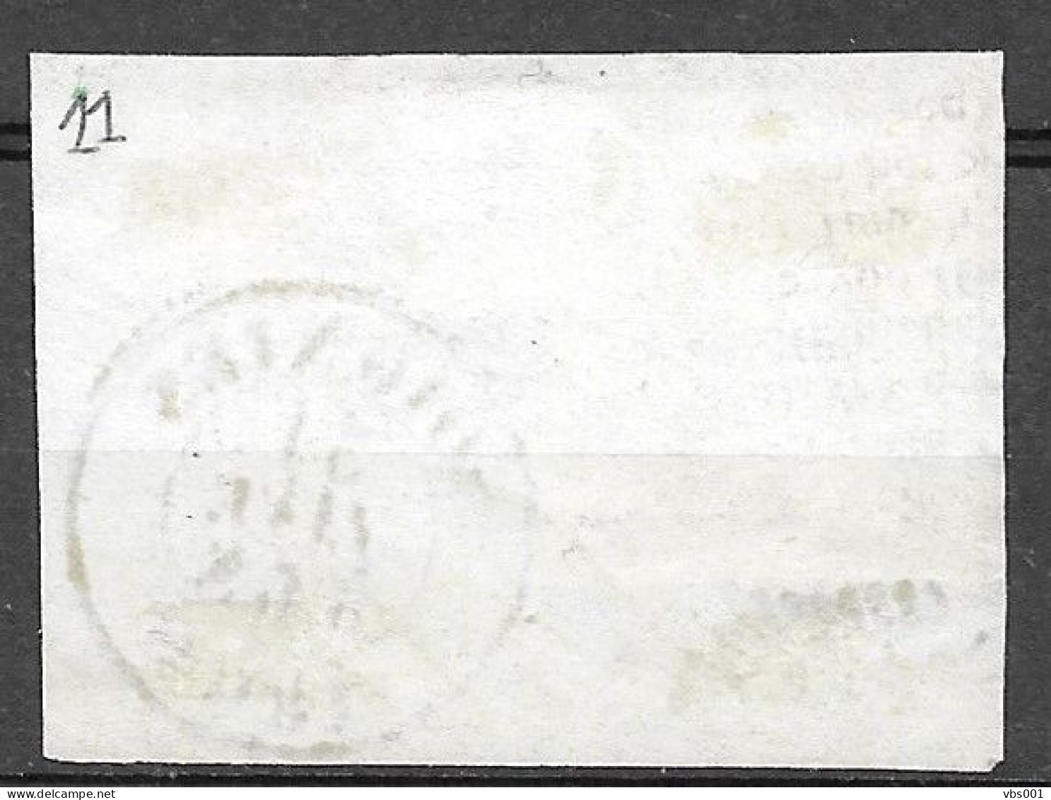 OBP11A Op Fragment, Met 4 Randen En Bladboord, Met Balkstempel P108 Soignies + Vertrekstempel (zie Scans) - 1858-1862 Medallions (9/12)