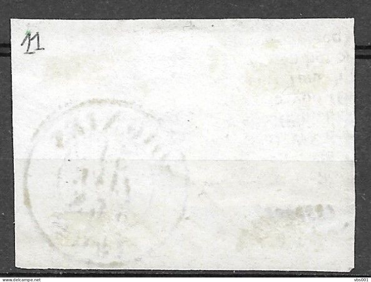 OBP11A Op Fragment, Met 4 Randen En Bladboord, Met Balkstempel P108 Soignies + Vertrekstempel (zie Scans) - 1858-1862 Medaillen (9/12)