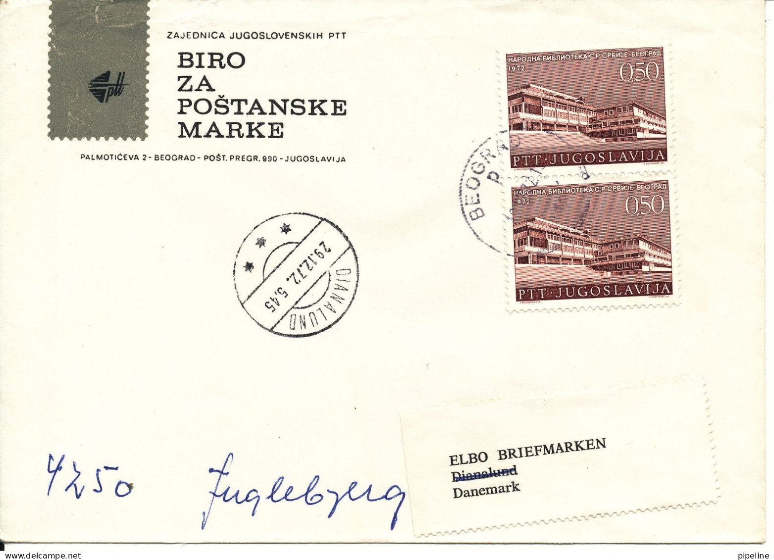 Yugoslavia Cover Sent To Denmark Beograd 19-12-1972 Topic Stamps - Lettres & Documents