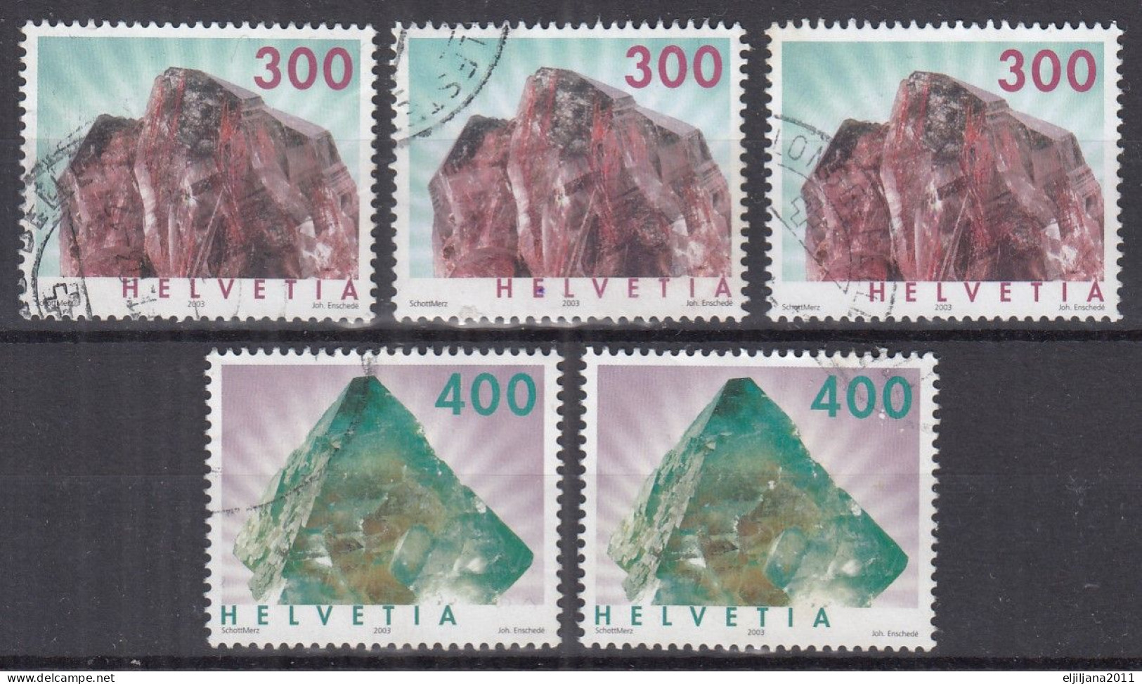 Switzerland / Helvetia / Schweiz / Suisse 2003 ⁕ Minerals Mi.1844-1845 ⁕ 5v Used - Gebruikt