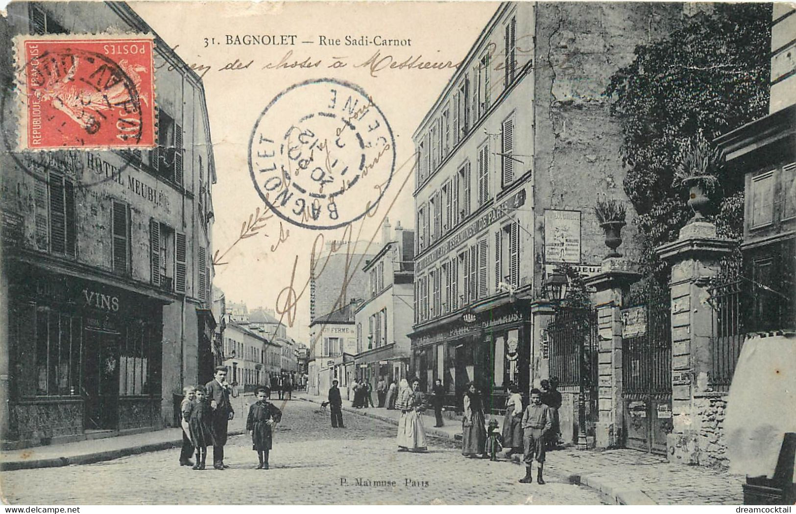 93 BAGNOLET. Estaminet De Paris Au 4 Rue Sadi Carnot 1908 (actuellement Brasserie Le Manhattan) - Bagnolet