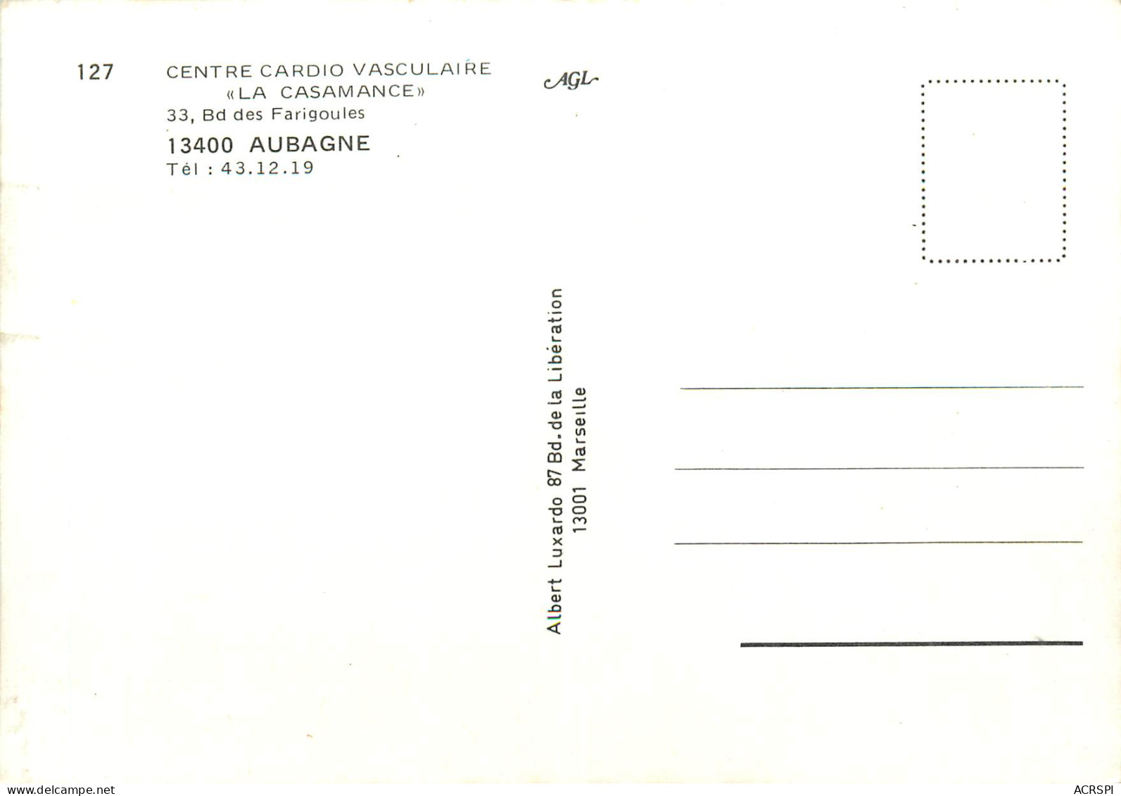 Aubagne, Centre Cardio-vasculaire "La Casamance" (scan Recto-verso) KEVREN0200 - Aubagne