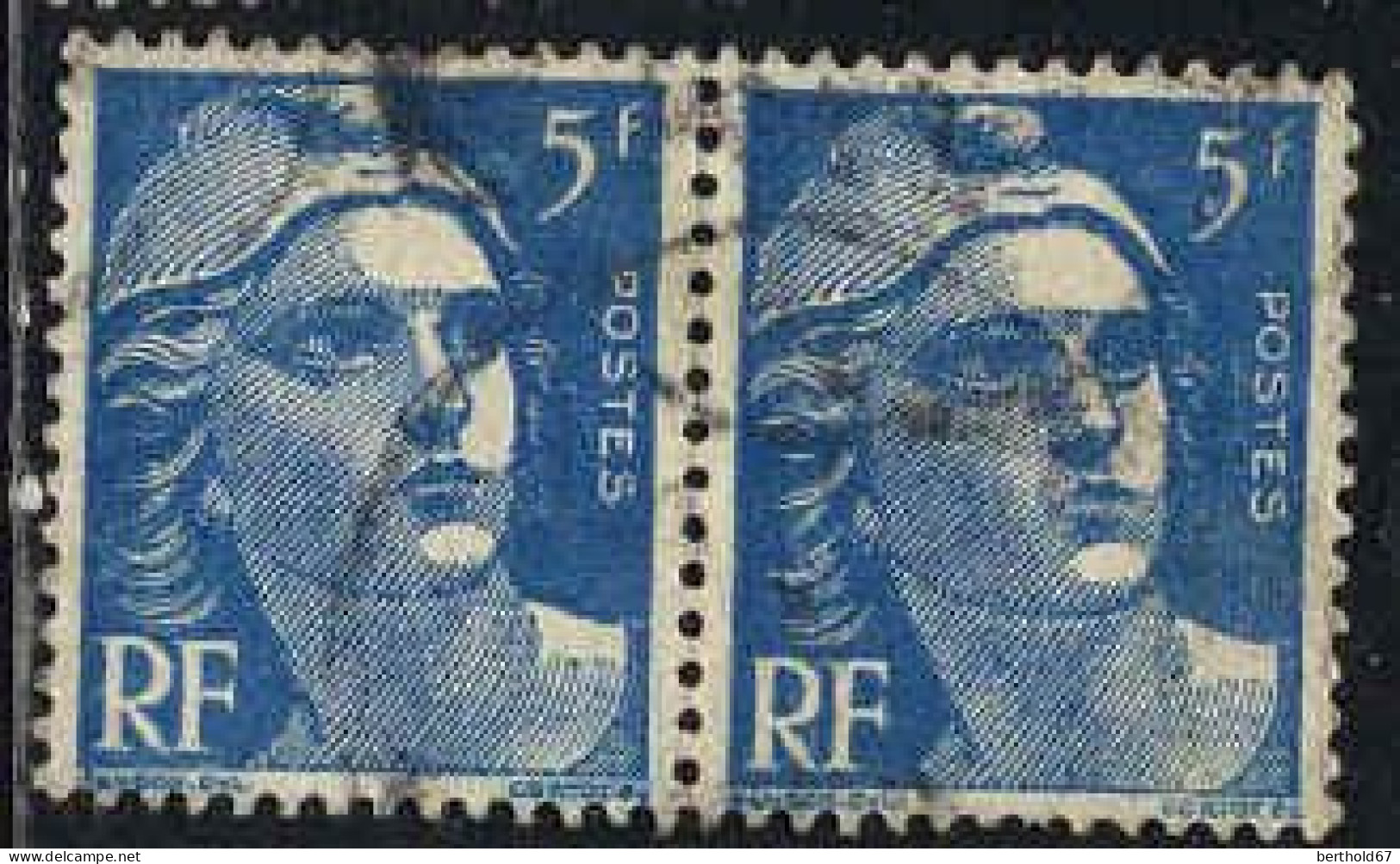France Poste Obl Yv: 719B Mi:799 Marianne (Gandon) (cachet Rond) Paire - Used Stamps