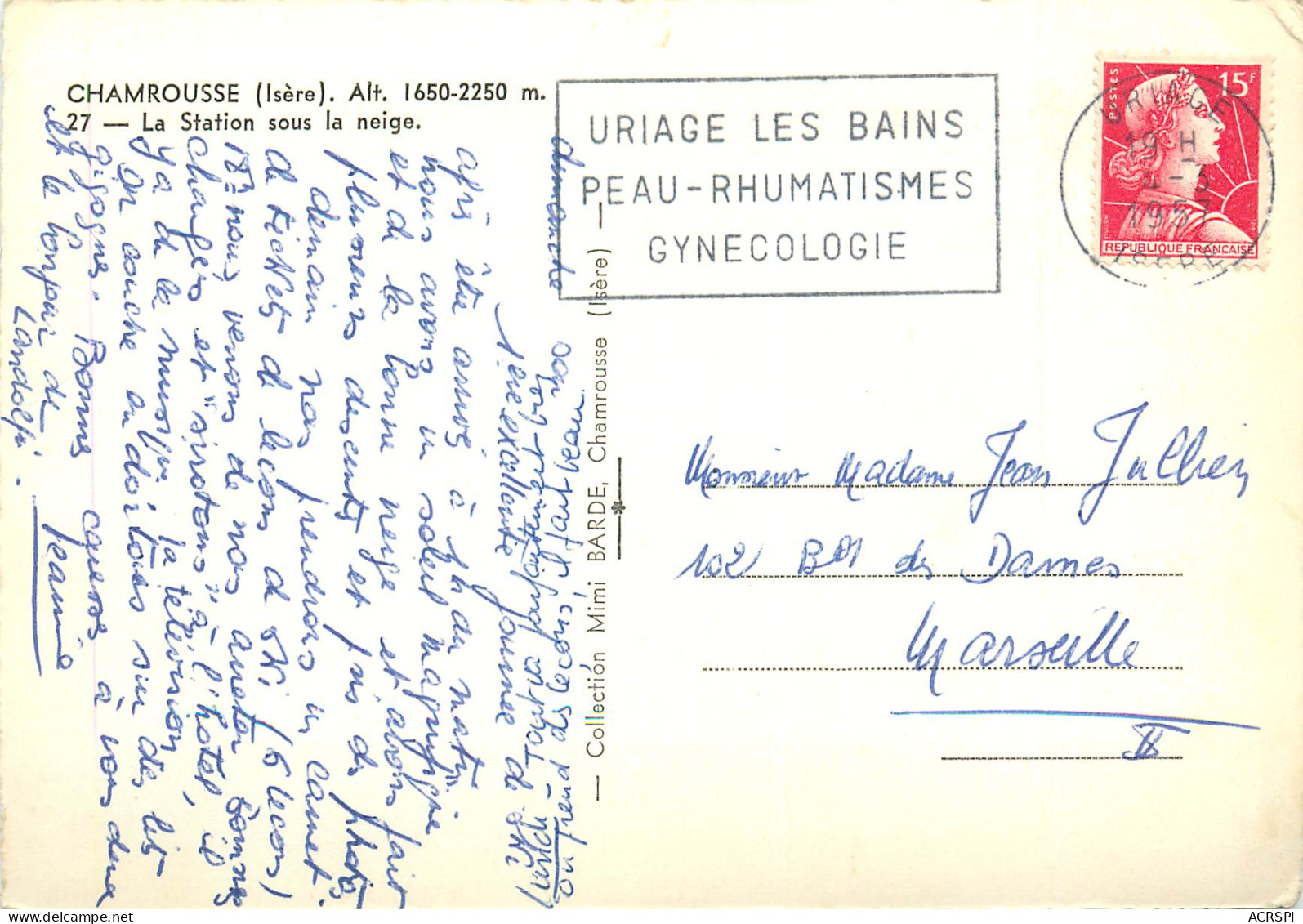  ISERE CHAMROUSSE La Station Sous La Neige Carte Dentelée (scan Recto-verso) KEVREN0221 - Chamrousse