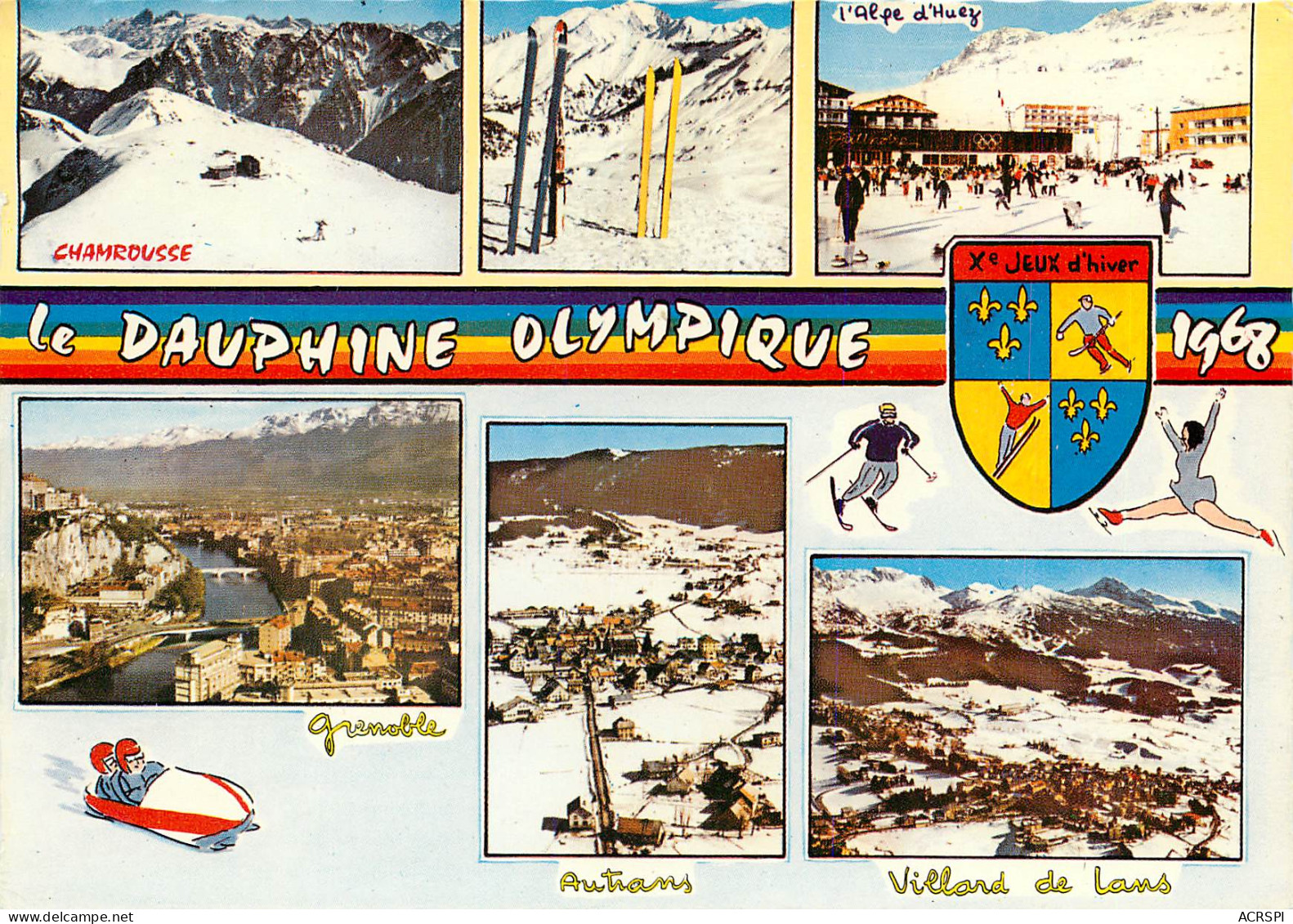  ISERE CHAMROUSSE Le Dauphine Olympique 1968 ED CELLARD Carte Dentelée 1 (scan Recto-verso) KEVREN0227 - Chamrousse