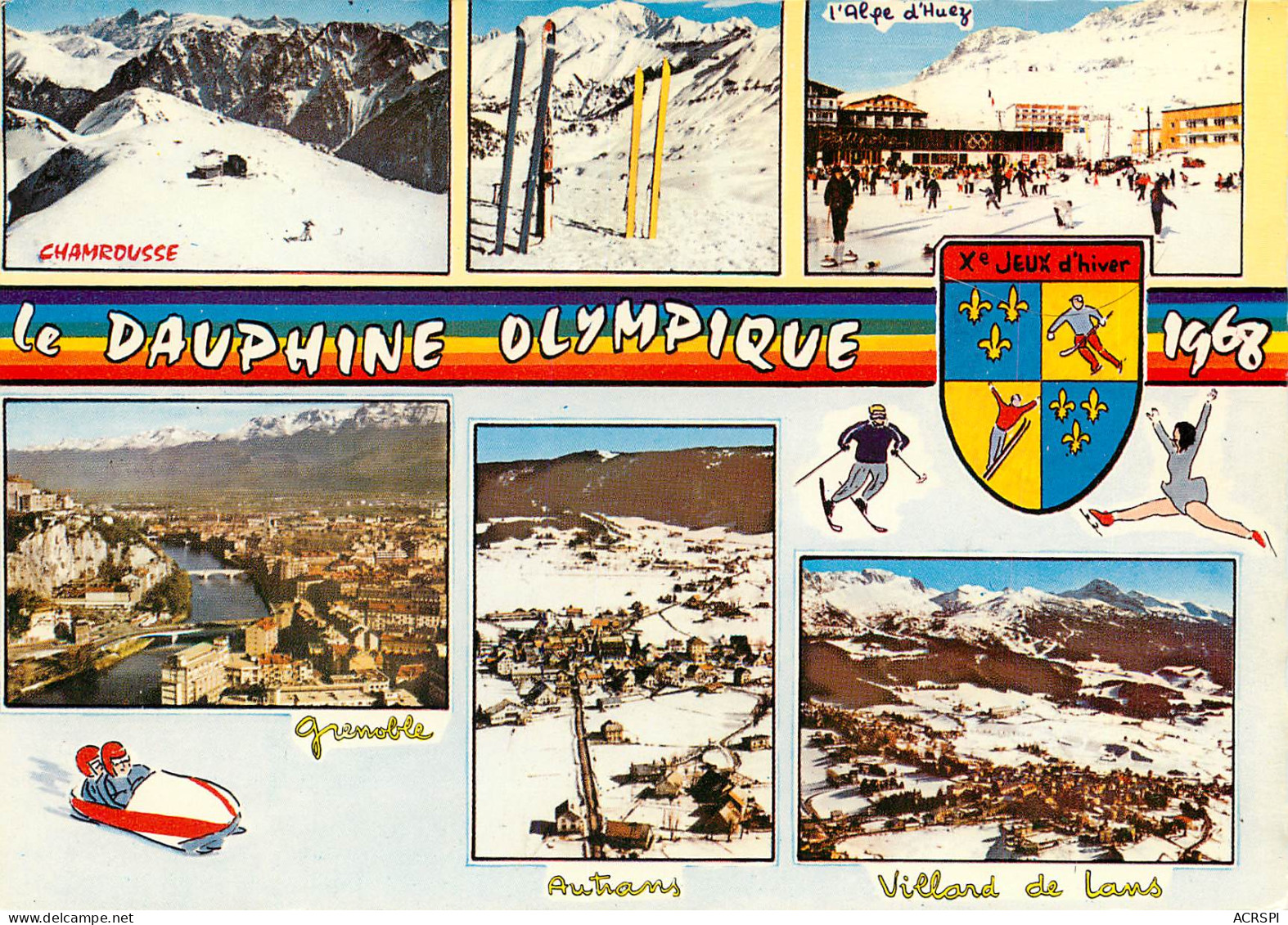  ISERE CHAMROUSSE Le Dauphine Olympique 1968 ED CELLARD Carte Dentelée 2 (scan Recto-verso) KEVREN0227 - Chamrousse