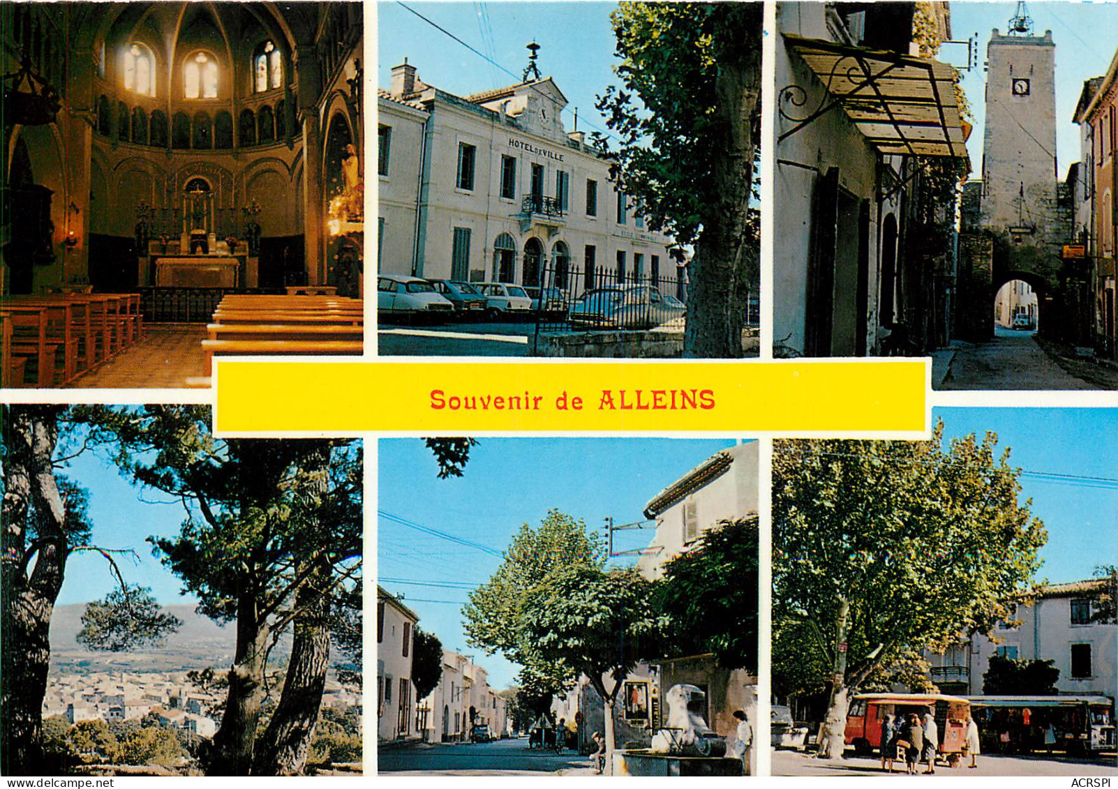 BOUCHES DU RHONE ALLEINS SOUVENIR EGLISE ARBRES HOTEL DE VILLE (scan Recto-verso) KEVREN0231 - Alleins