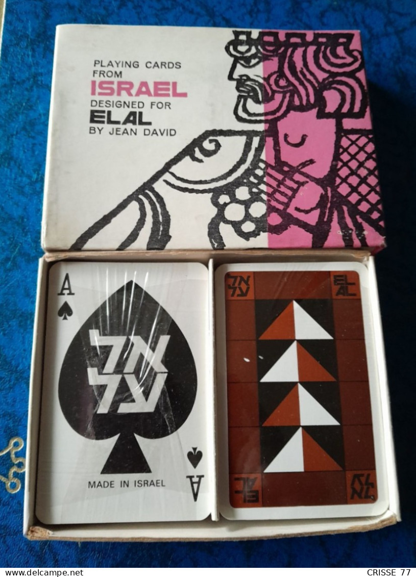 Playing Card From Israel Designed For ELAL By Jean David   Coffret étui  De Cartes A Jouer - Barajas De Naipe