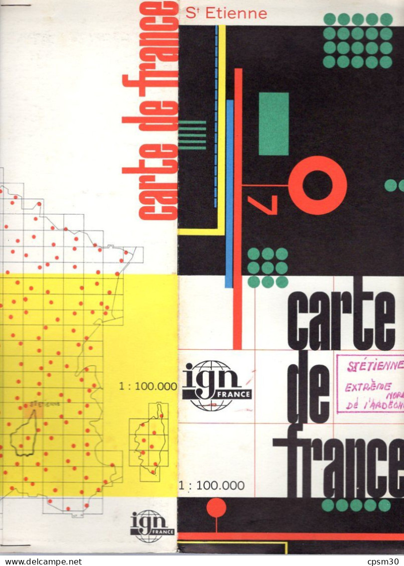 Carte Routière, France IGN St Etienne Dans Sa Pochette, 1/100.000 - Strassenkarten