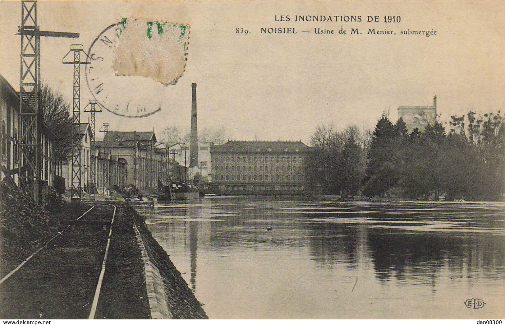 RARE  77 LES INONDATIONS DE 1910 NOISIEL USINE DE M. MENIER SUBMERGEE - Noisiel