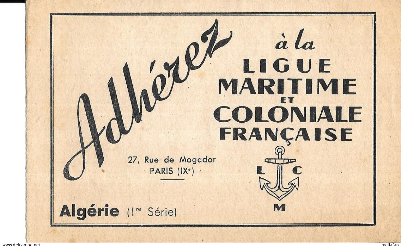 KB620 - CARNET DE VIGNETTES LIGUE MARITIME ET COLONIALE FRANCAISE - ALGERIE - Altri & Non Classificati