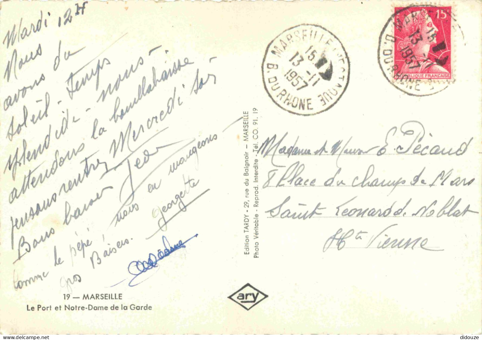 13 - Marseille - Le Port Et Notre-Dame De La Garde - Bateaux - Mention Photographie Véritable - Carte Dentelée - CPSM Gr - Joliette