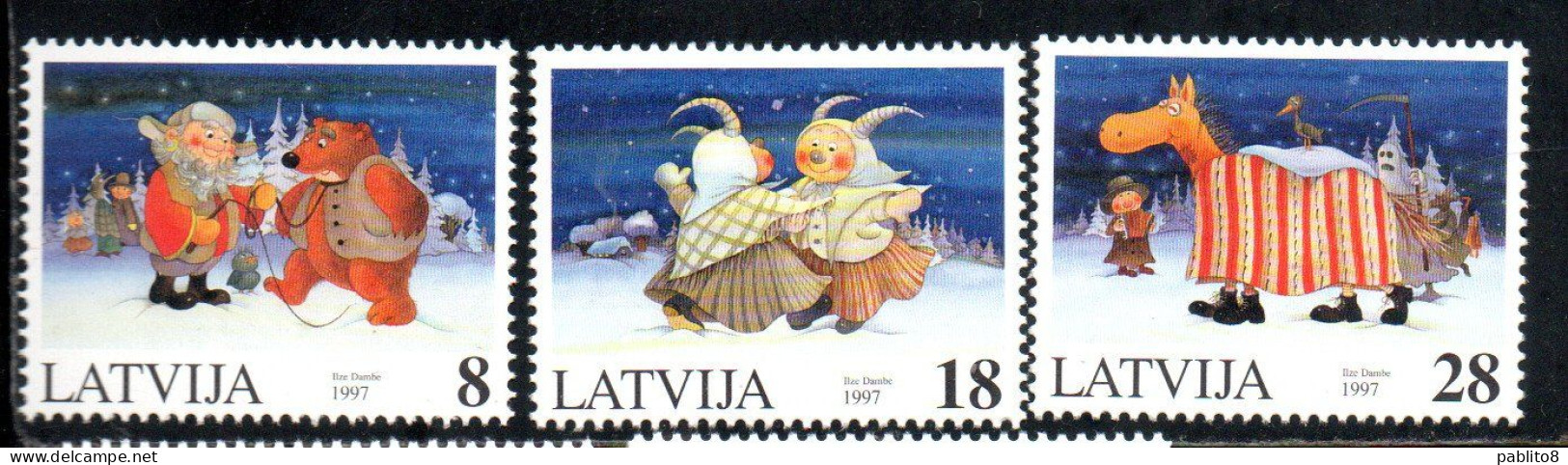 LATVIA LETTLAND LETTONIA LATVIJA 1997 CHRISTMAS NATALE NOEL WEIHNACHTEN NAVIDAD COMPLETE SET SERIE COMPLETA MNH - Letonia