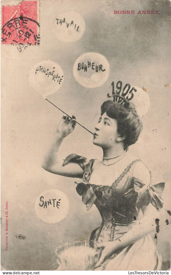 FETES ET VOEUX - Nouvel An - Une Femme Faisant Des Bulles - Carte Postale Ancienne - Nouvel An