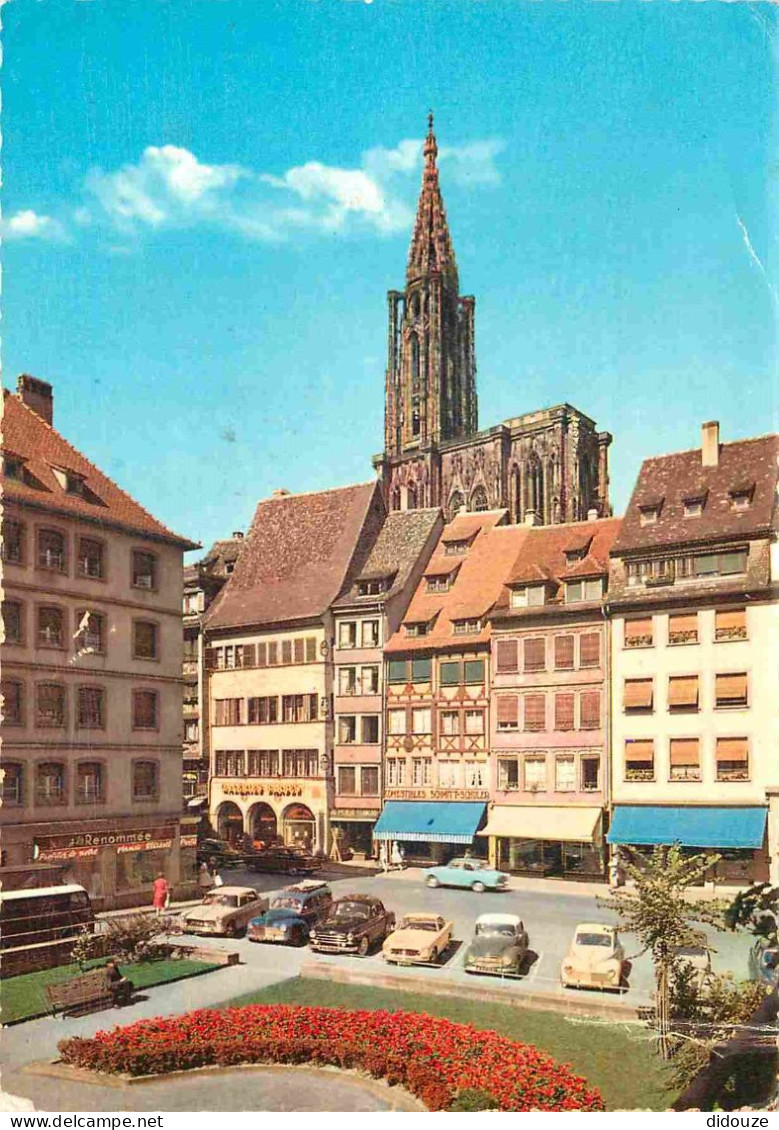 Automobiles - Strasbourg - Quartier De La Cathédrale - Le Charme Des Vieilles Maisons - Carte Dentelée - CPSM Grand Form - PKW