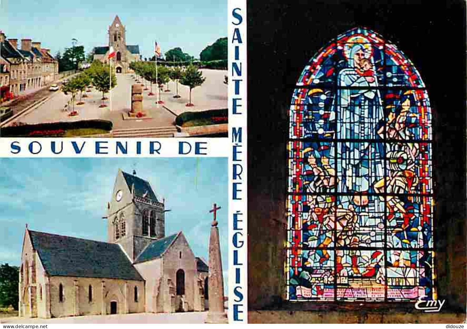 50 - Sainte Mère Eglise - Multivues - Vitrail Des Parachutistes - Flamme Postale - CPM - Voir Scans Recto-Verso - Sainte Mère Eglise