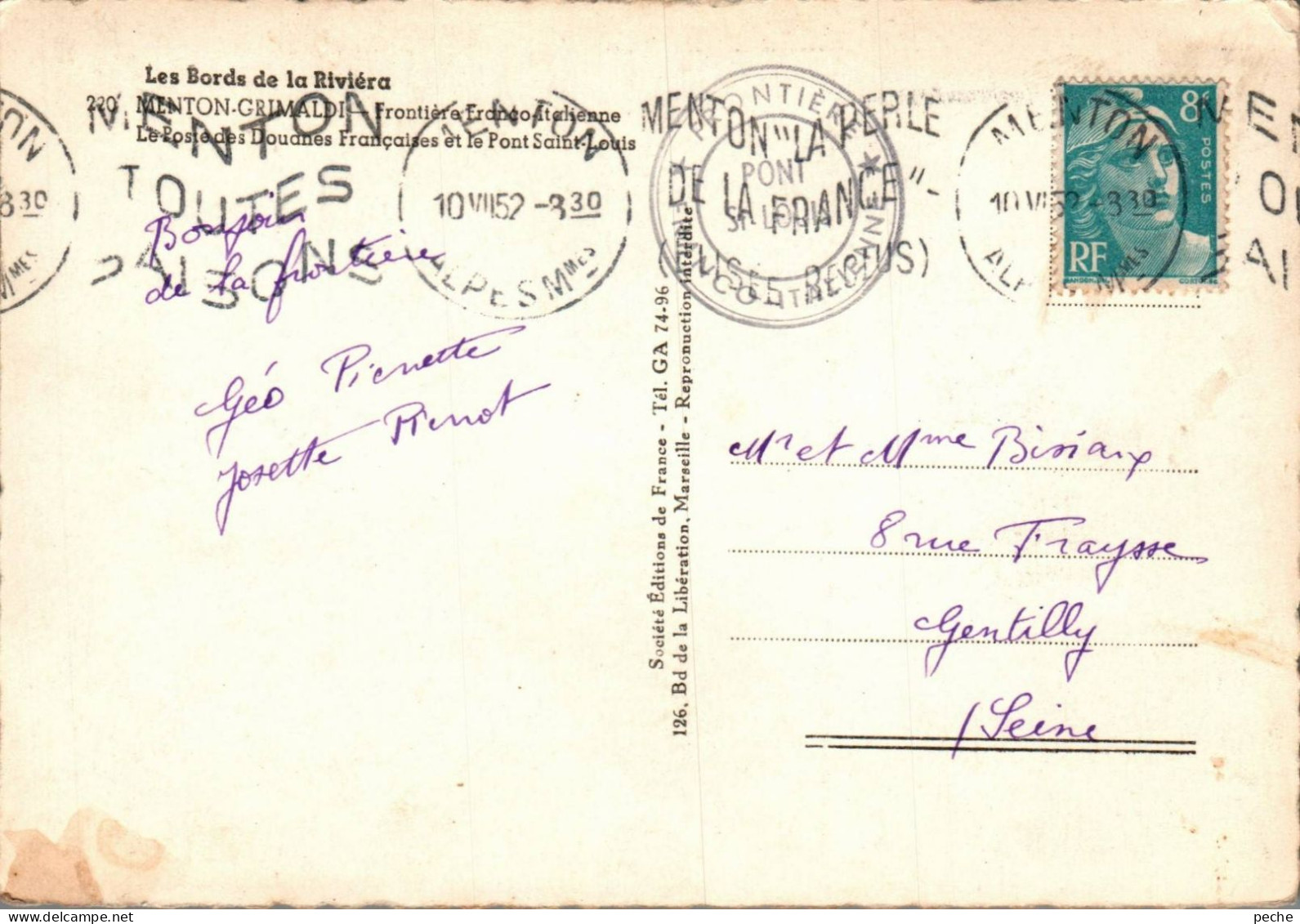 N°497 Z -cpsm Menton Grimaldi -frontière- - Zoll