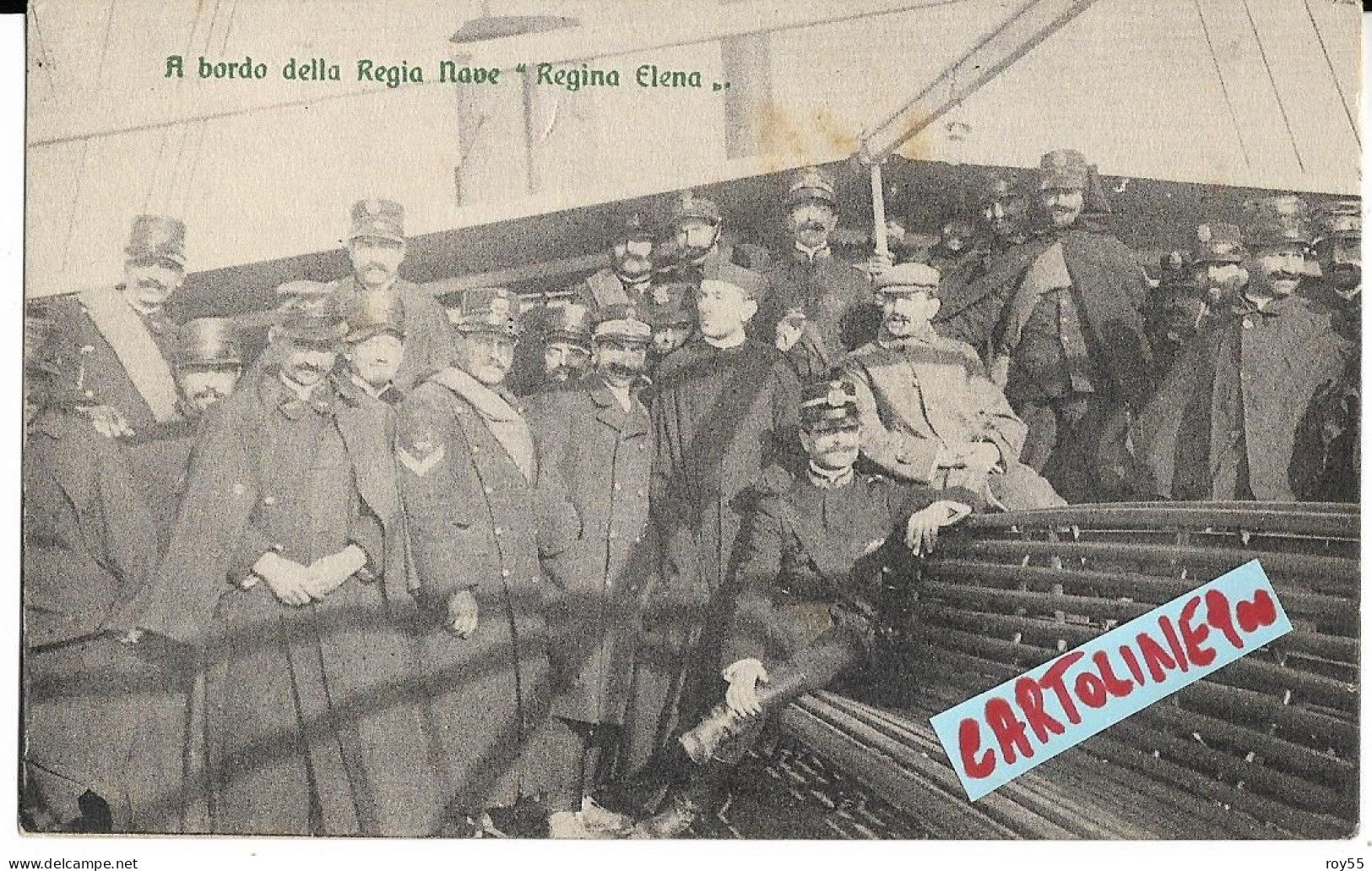 Navi A Bordo Della Regia Nave Regina Elena Corazzata Marina Italiana Veduta Militari (formato Piccolo) - Guerre