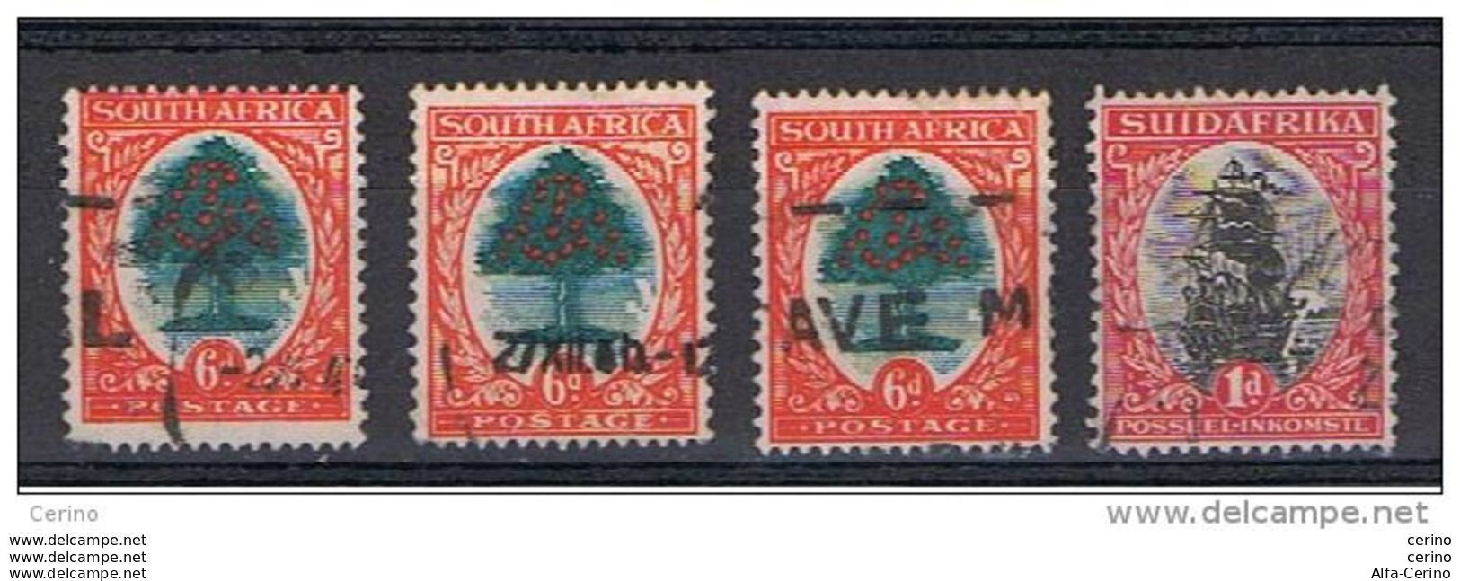 SOUTH   AFRICA:  1926  TREE  -  LOT  4  USED  STAMPS  -  YV/TELL. 18x3 + 20 - Usados