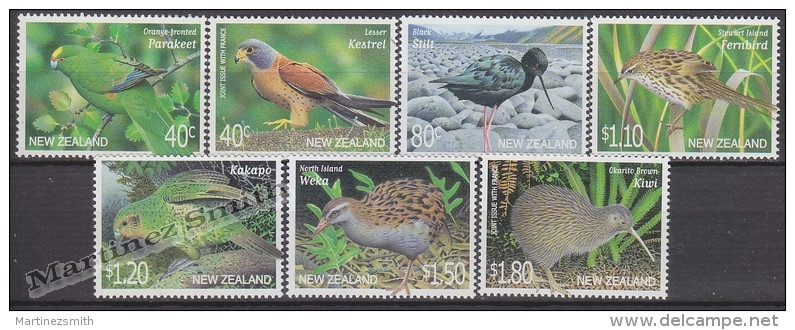 New Zealand - Nouvelle Zelande 2000 Yvert 1792-98 Fauna Endangered - Birds - MNH - Unused Stamps