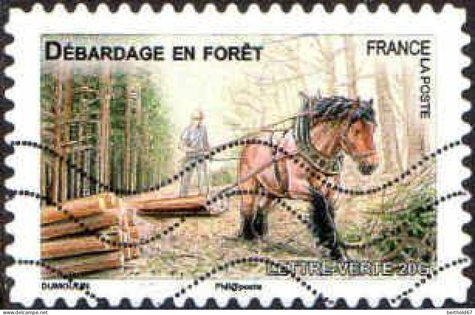 France Poste AA Obl Yv: 824 Mi:5554 Débardage En Forêt (Lign.Ondulées) (Thème) - Paarden