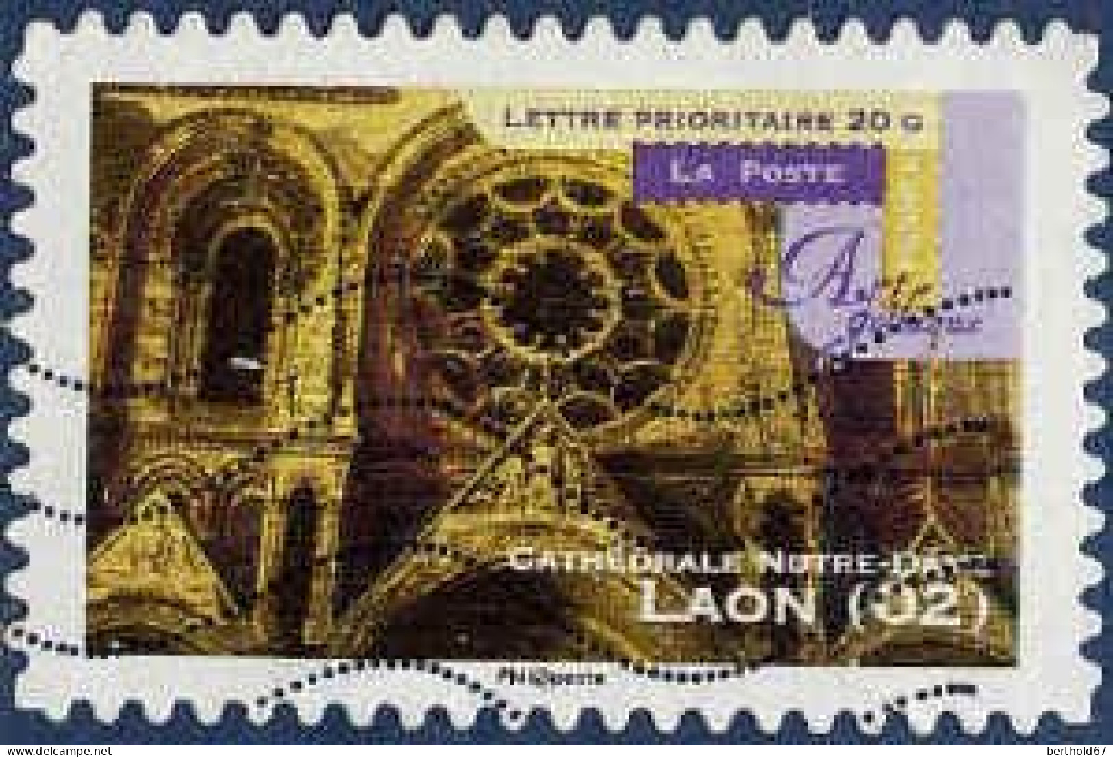 France Poste AA Obl Yv: 554 Mi:5083 Art Gothique Cathédrale Notre-Dame Laon (02) (Lign.Ondulées) (Thème) - Iglesias Y Catedrales