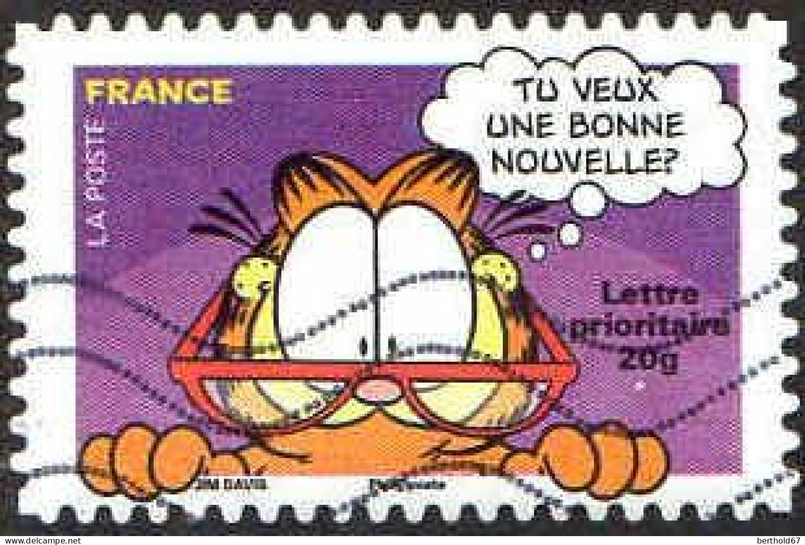 France Poste AA Obl Yv: 195 Mi:4497 Garfield Jim Davis (Lign.Ondulées) (Thème) - Comics