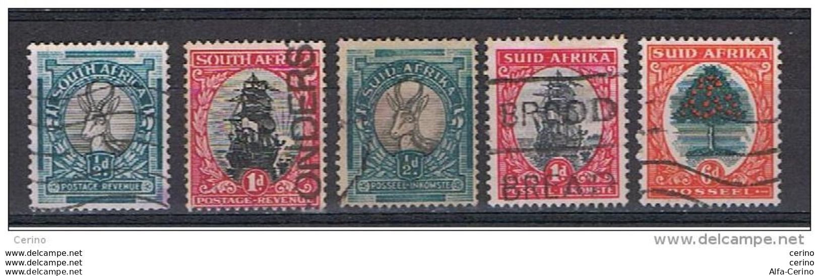 SOUTH   AFRICA:  1930/38  ORDINARY  SERIES  -  LOT  5  USED  STAMPS  -  YV/TELL. 38//91 B - Usati